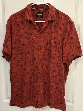 Far West Men’s Hawaiian Shirt Large Floral AOP Resort Surf Life Tencel Fabric